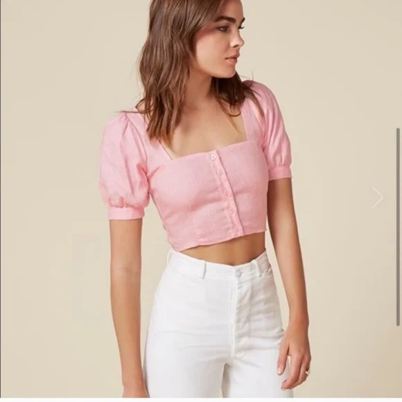 Reformation - Women's Pink Crop Top with Chic Design Sz XS - Picture 2 of 8